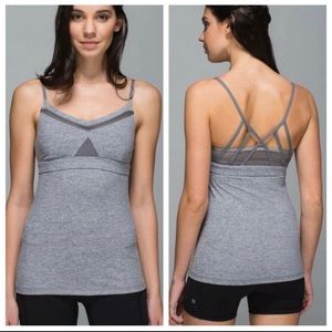 EUC Lululemon Just Breath Tank - Heathered Grey - Rare style W/INSERTS
